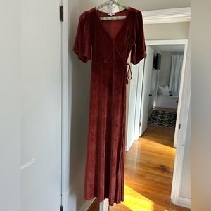 Baltic Born Meghan Velvet Wrap Maxi Dress (Terracotta)